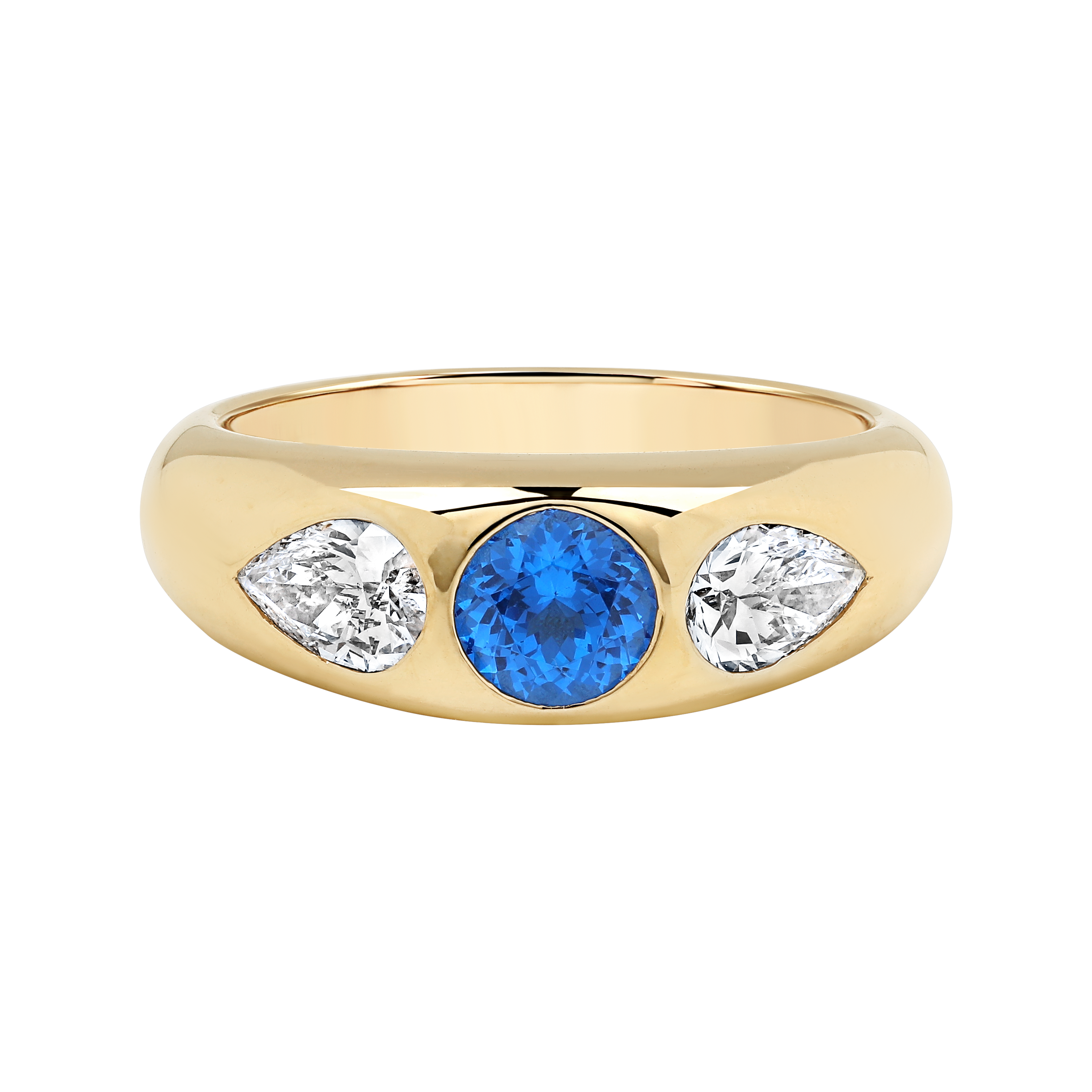 Cuba Diamond Sapphire Ring yellow gold