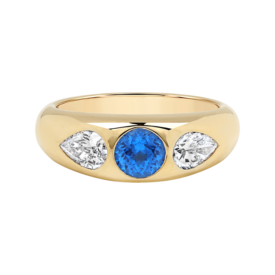 Cuba Diamond Sapphire Ring yellow gold