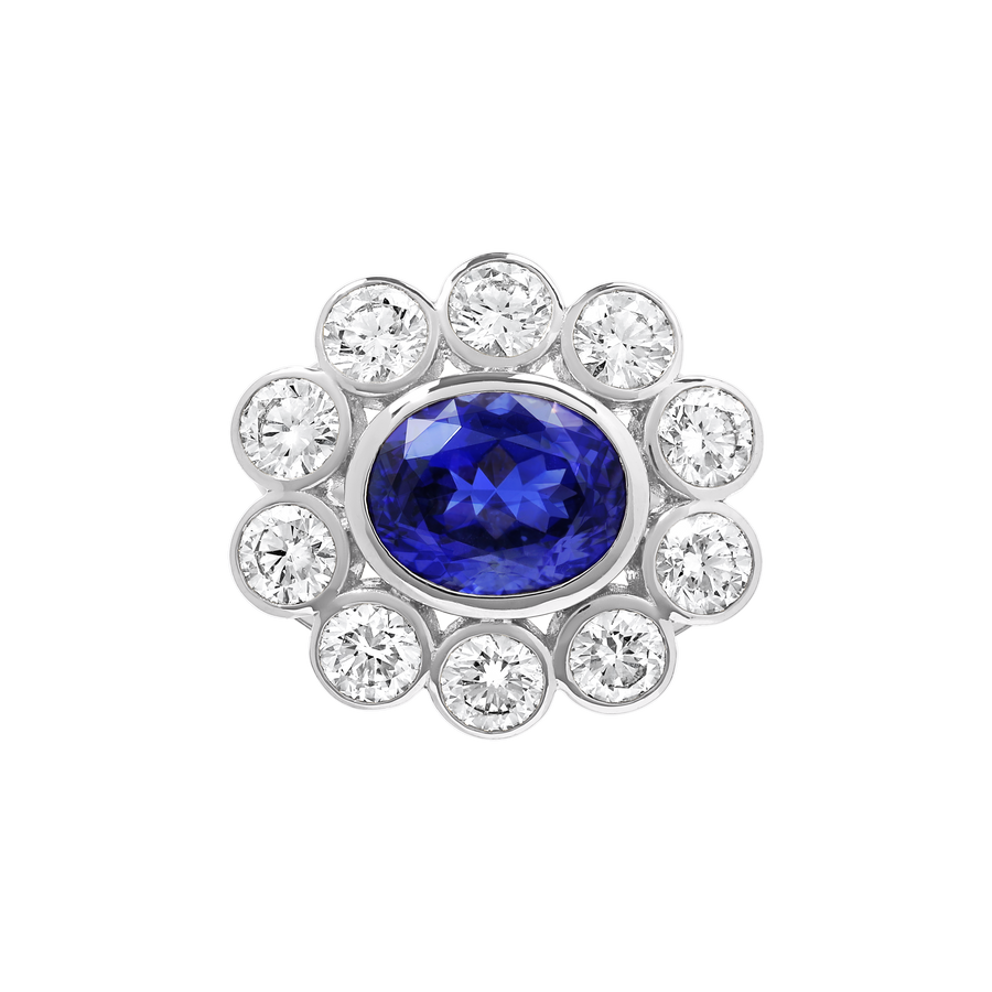 Marseille Sapphire and Diamond Flower Ring white gold