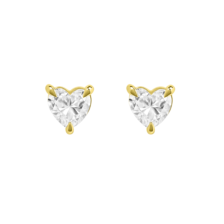 Venice Diamond Heart Studs yellow gold