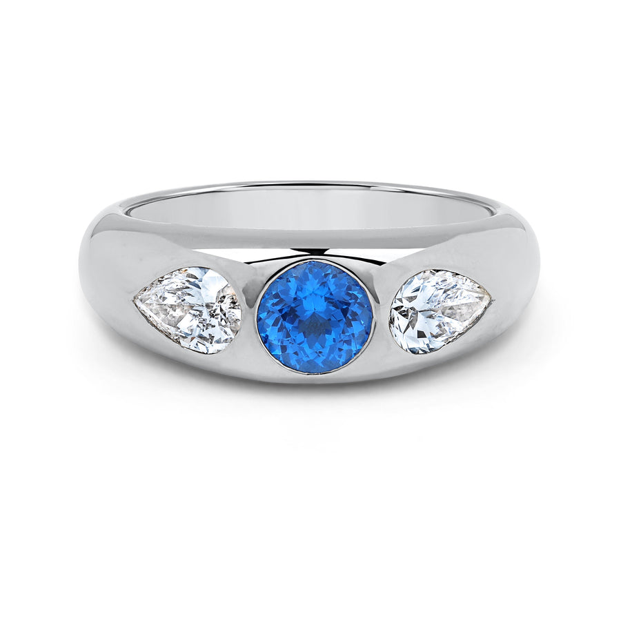 Cuba Diamond Sapphire Ring white gold